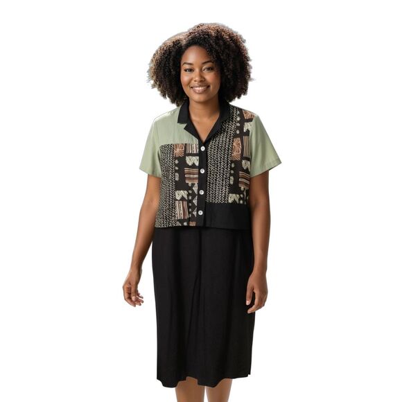 Vintage Positive Attitude Linen Blend Maxi Dress Set 16 - Picture 1 of 10